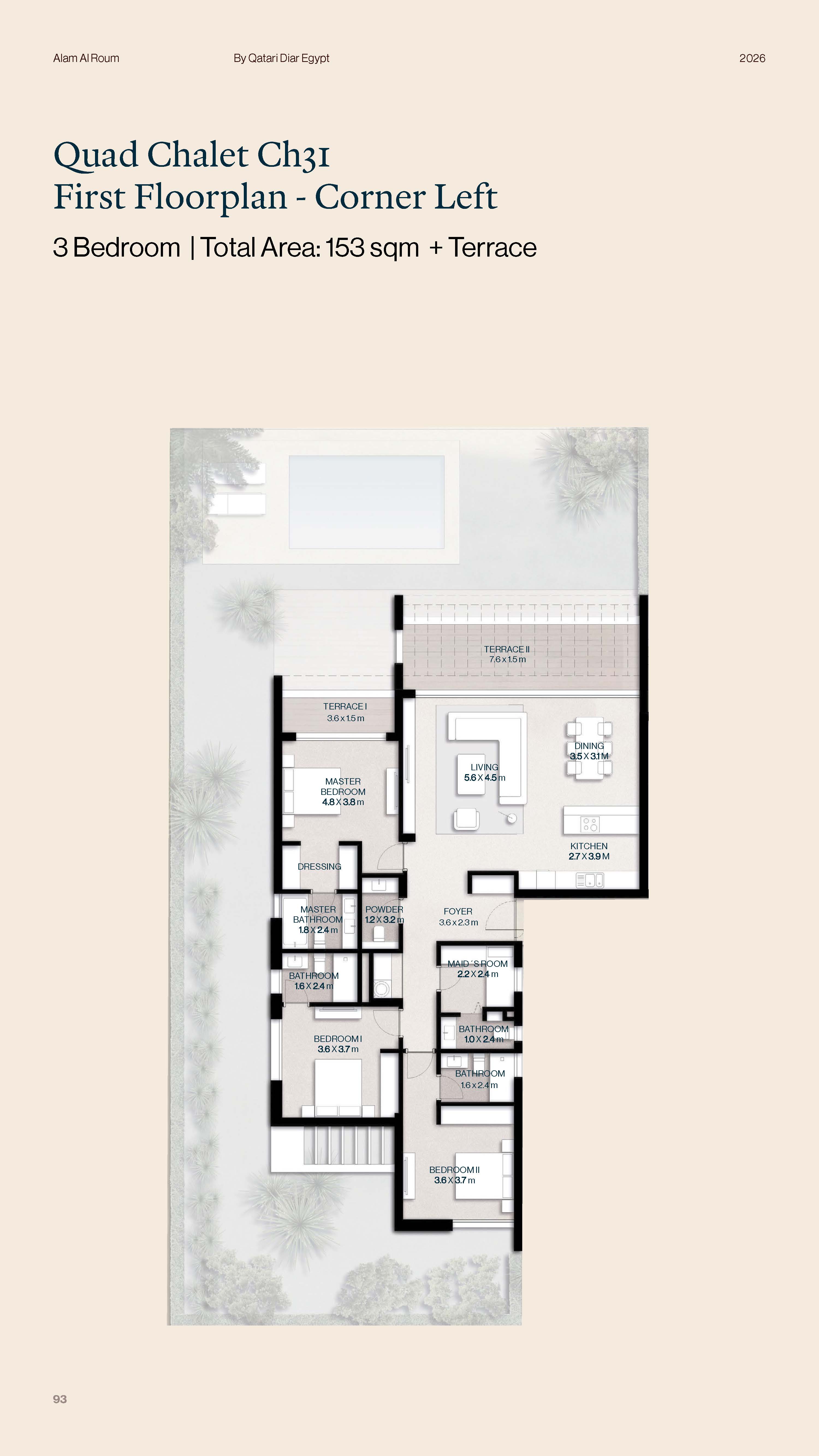 Floor plan for chalet at Alam Al Roum