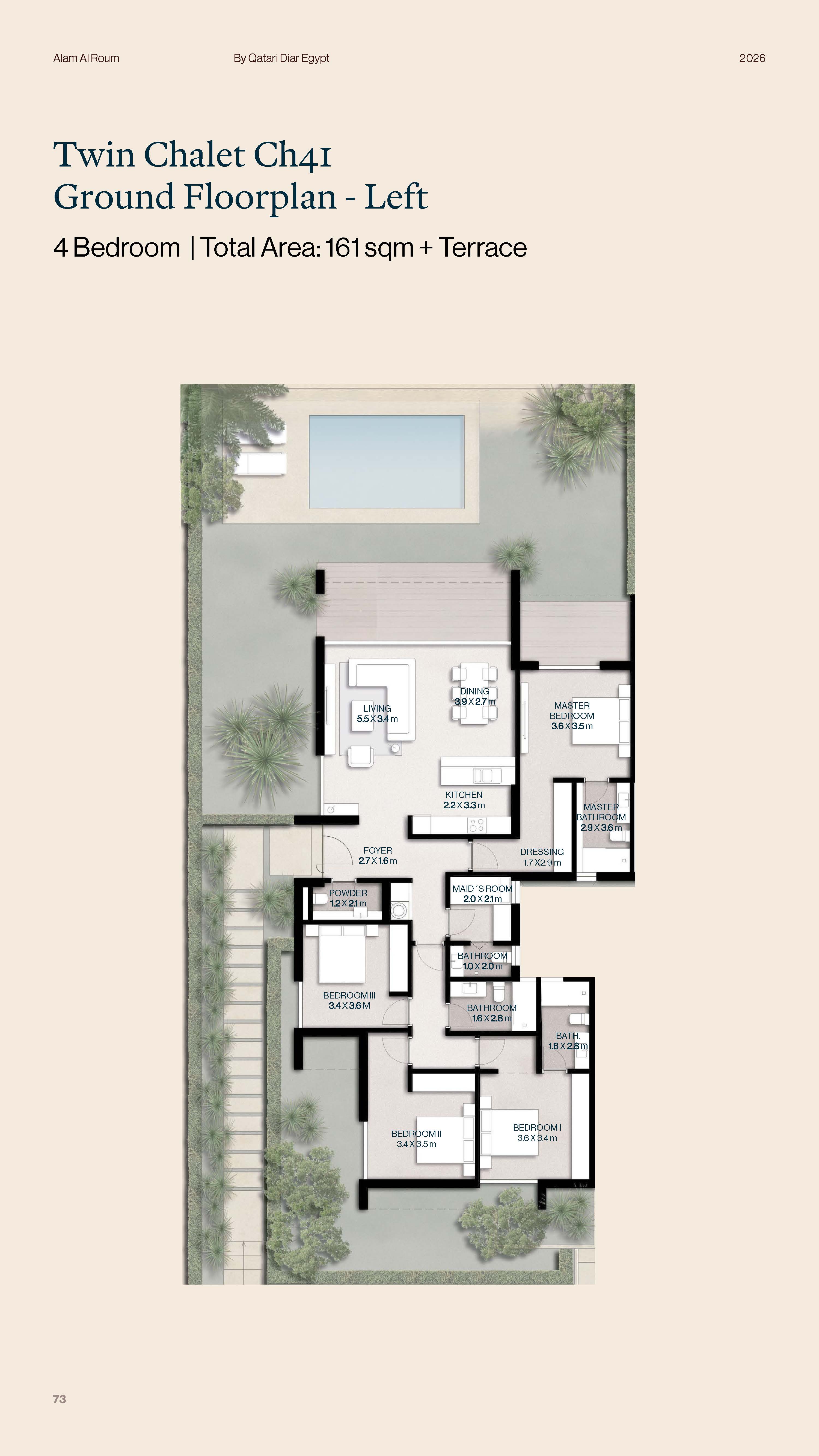 Floor plan for chalet at Alam Al Roum