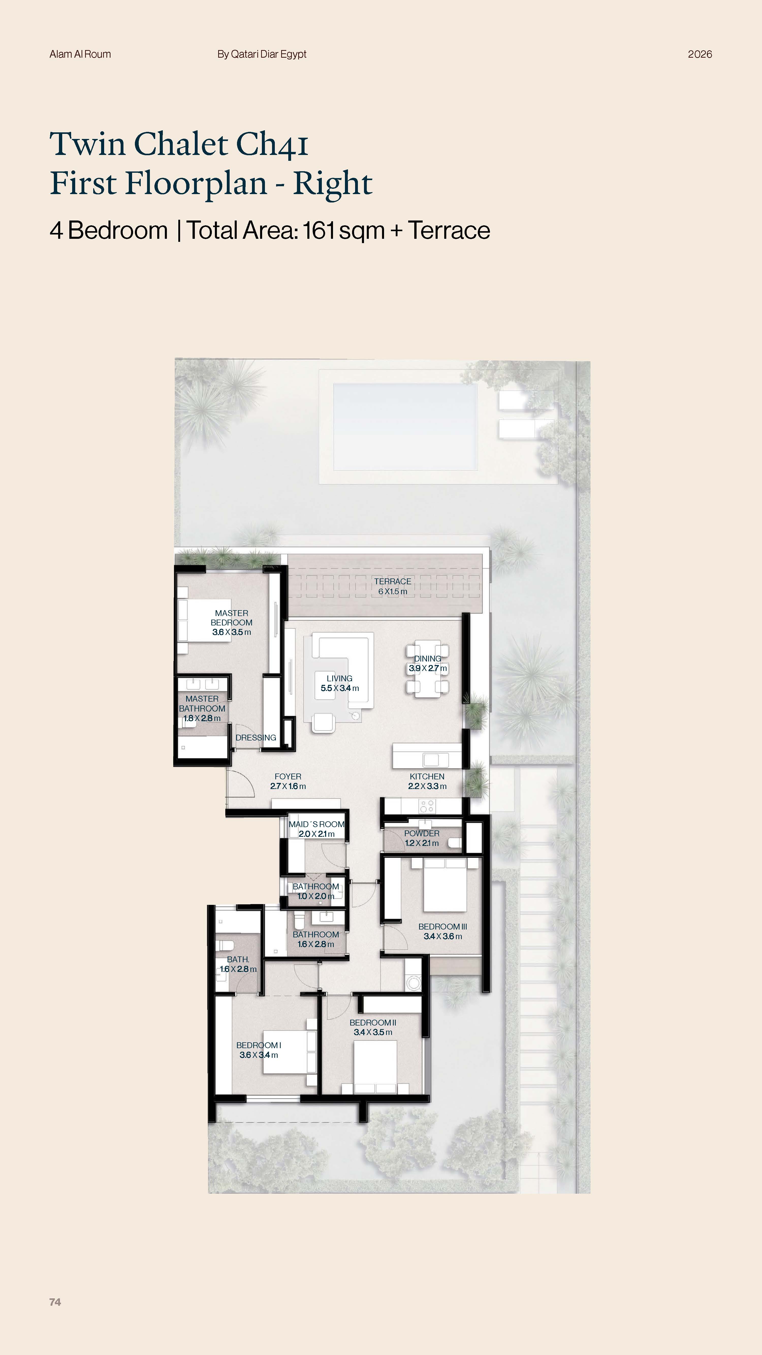 Floor plan for chalet at Alam Al Roum