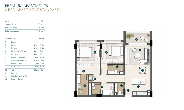 Floor plan for apartment at Ras El Hekma Egypt