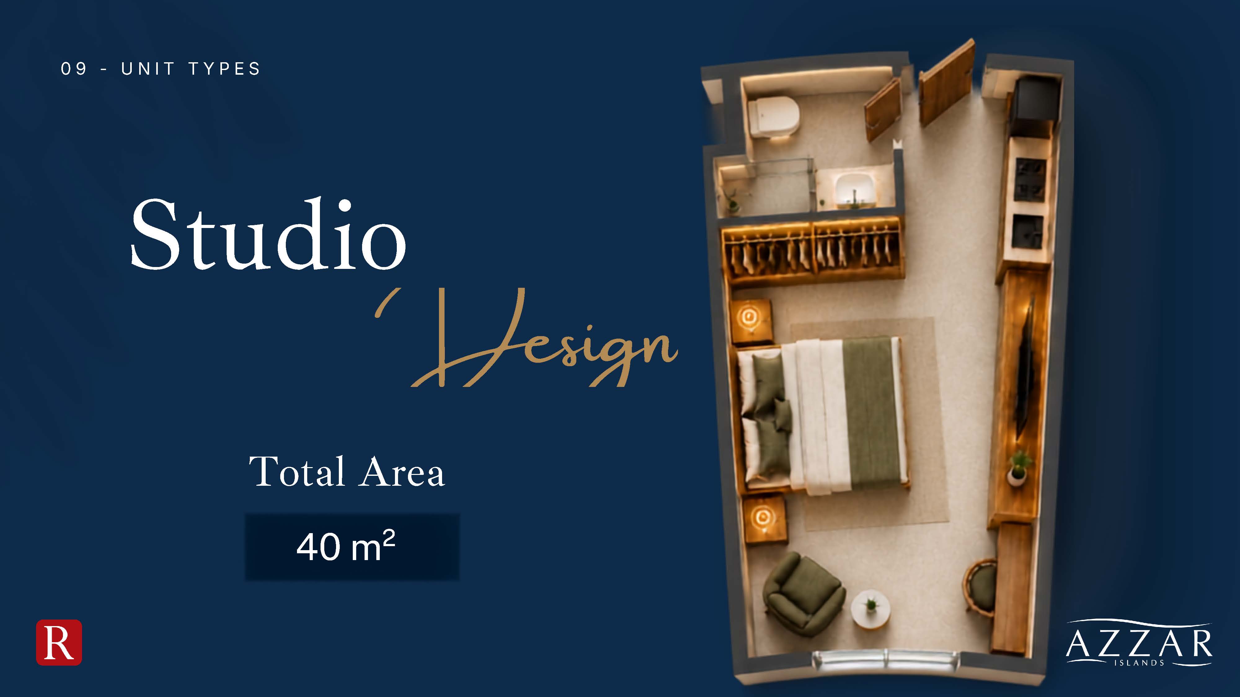 Floor plan for studio at Azzar  Island