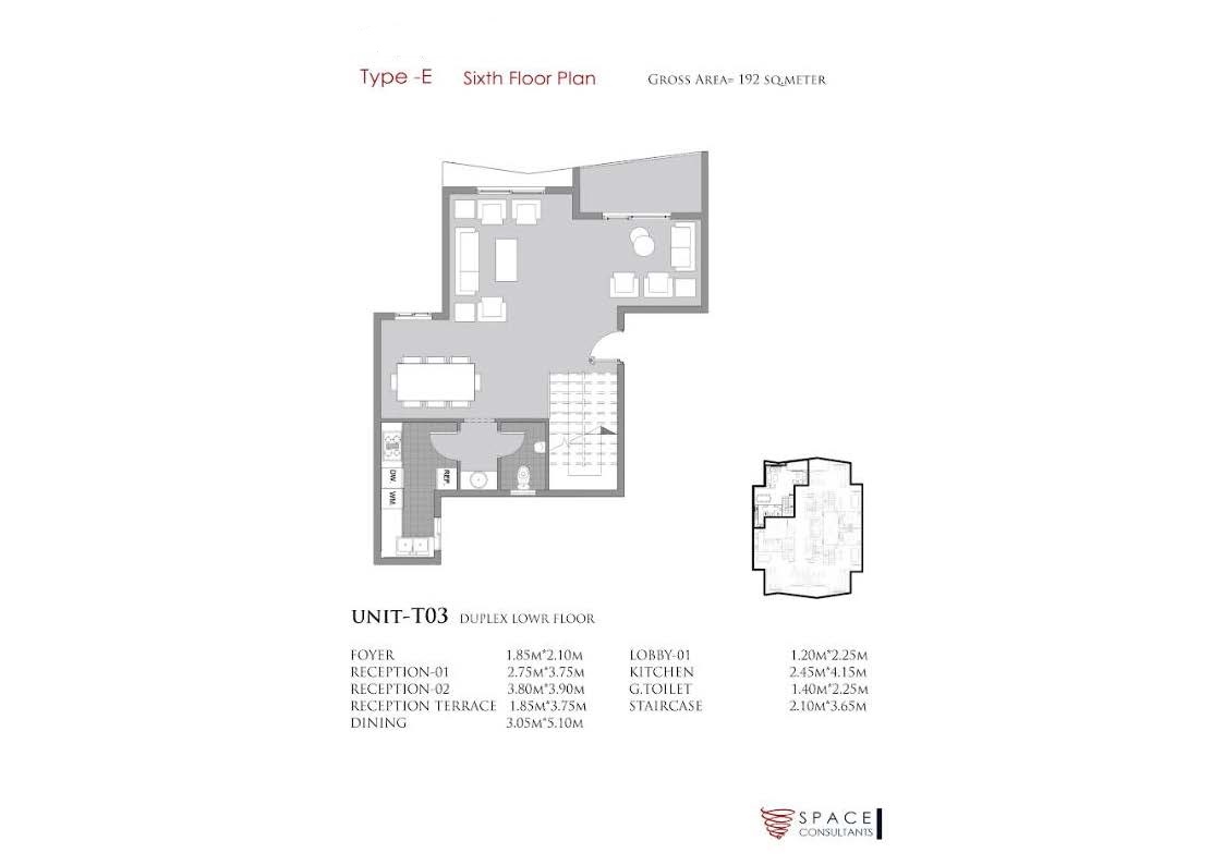 Floor plan for duplex at De Joya 4