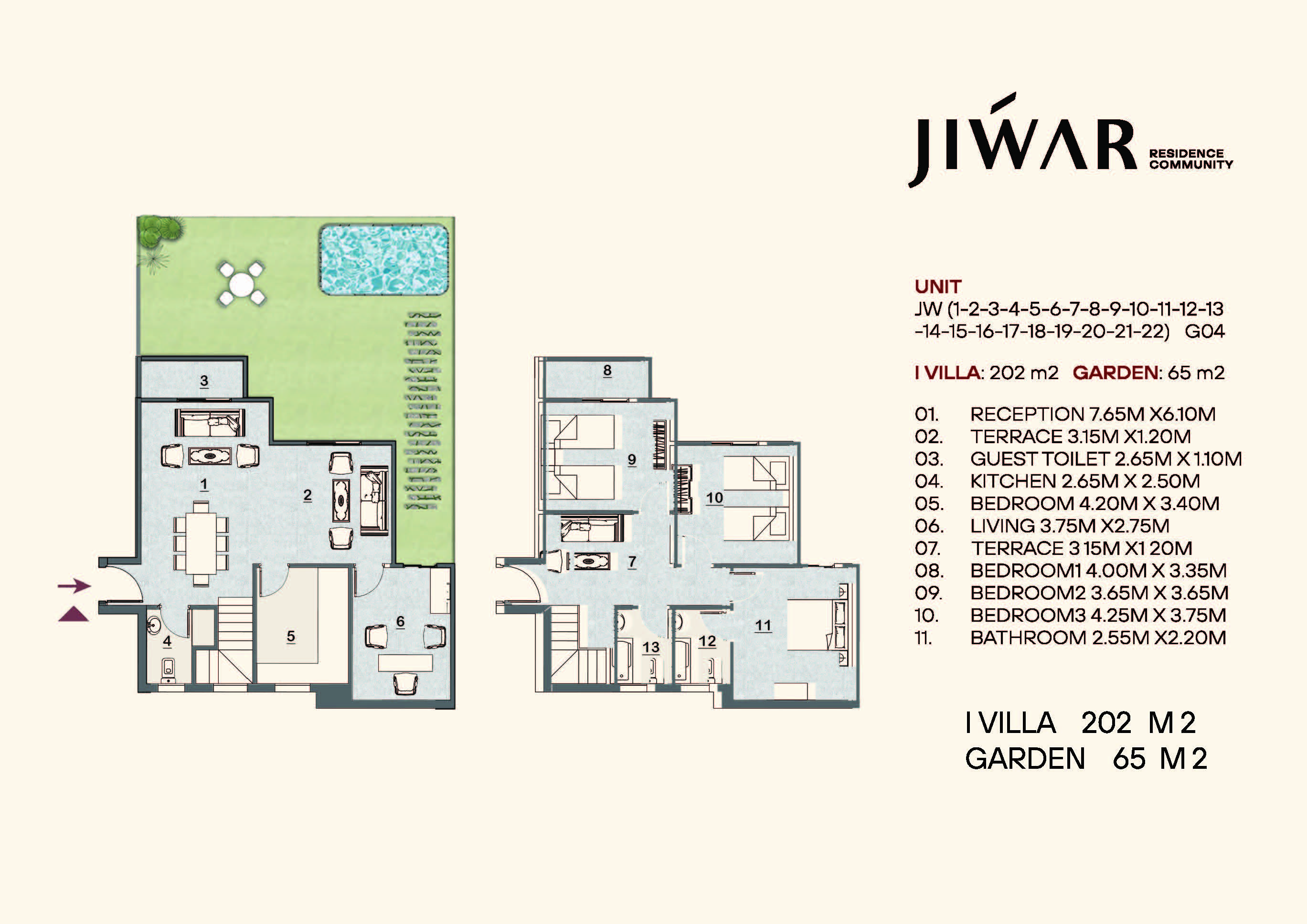 Floor plan for duplex at Jiwar