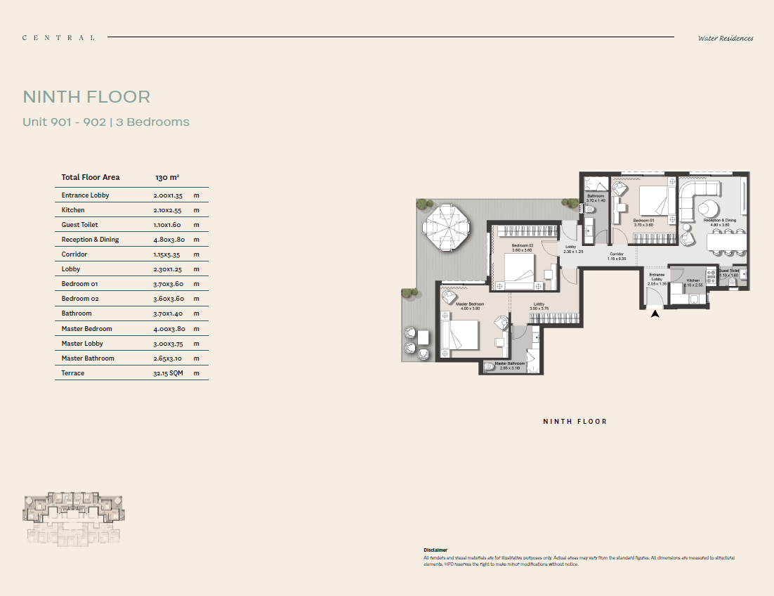 Floor plan for apartment at Central Water Residences