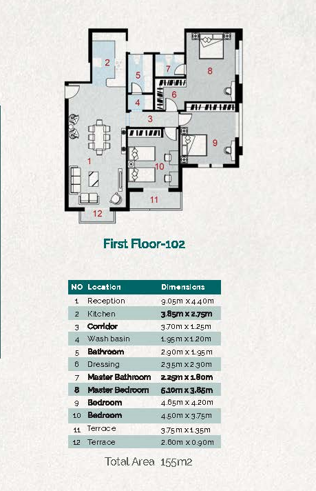 Floor plan for apartment at La Verde New Capital