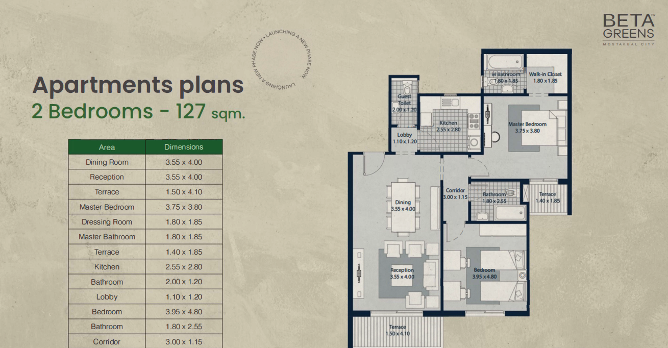 Floor plan for apartment at Beta Greens
