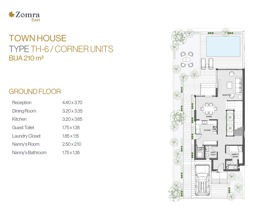 Floor plan for townhouse at Zomra East