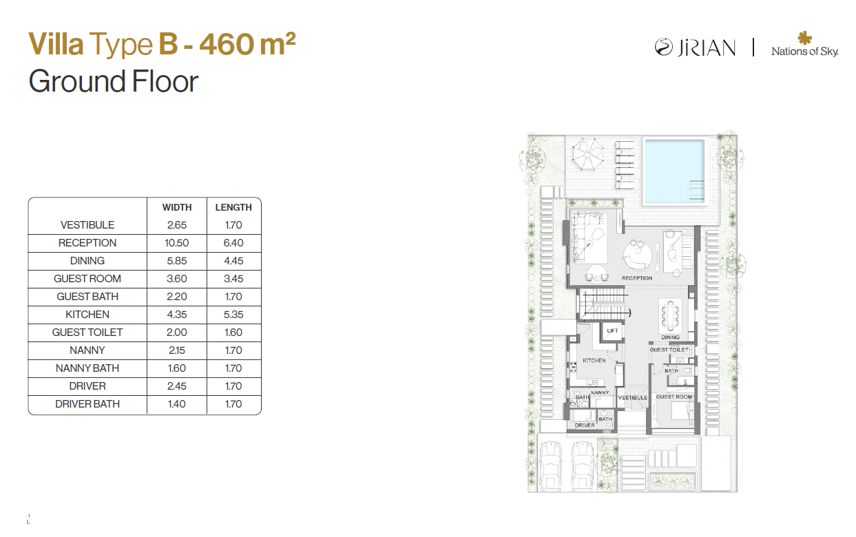 Floor plan for villa at Jirian - Nations of Sky