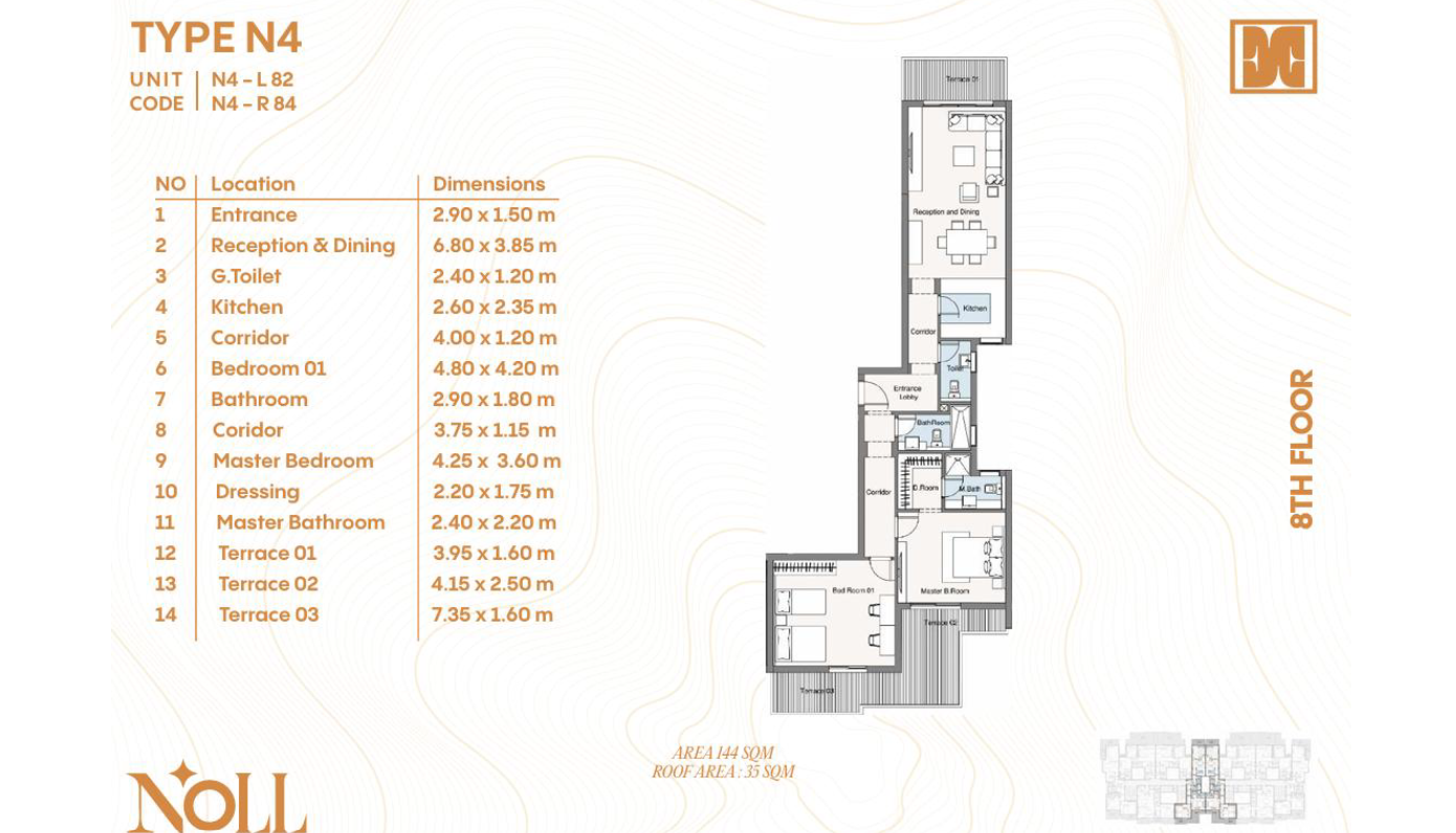 Floor plan for apartment at Noll