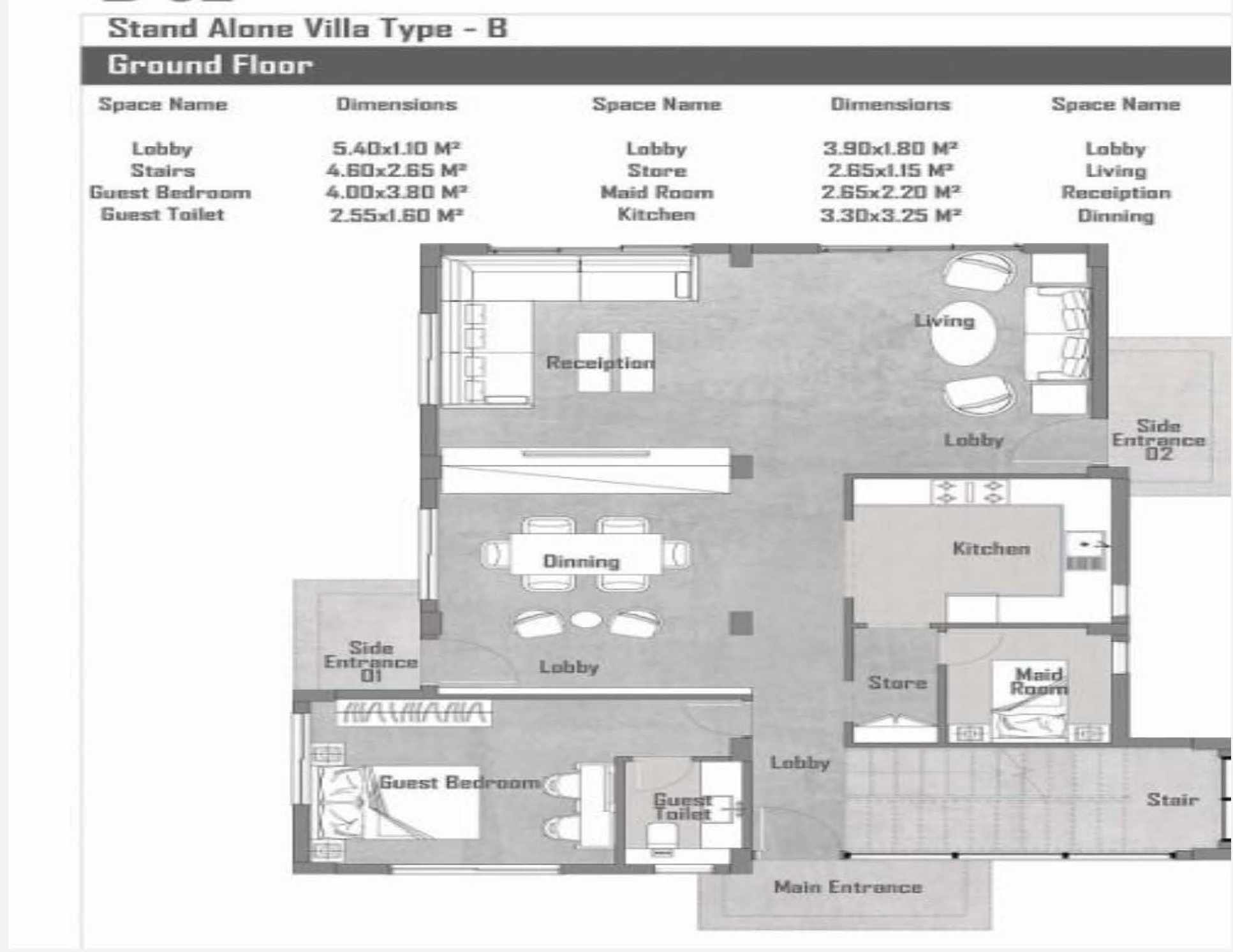 Floor plan for villa at Zayard Villa