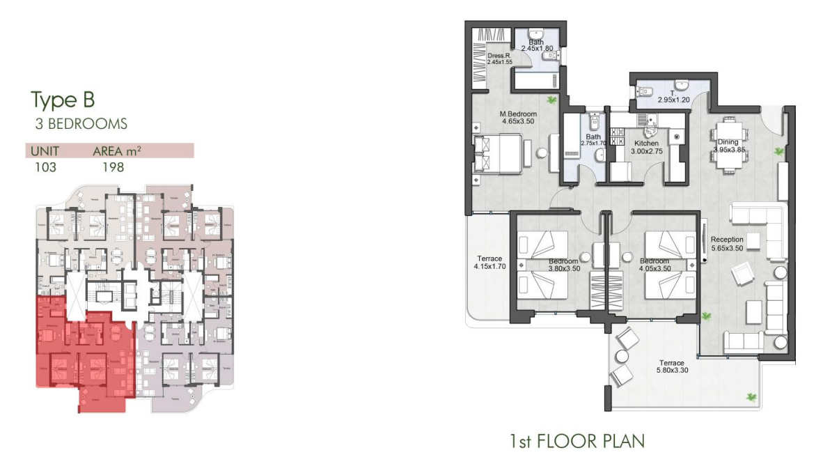 Floor plan for apartment at Talah