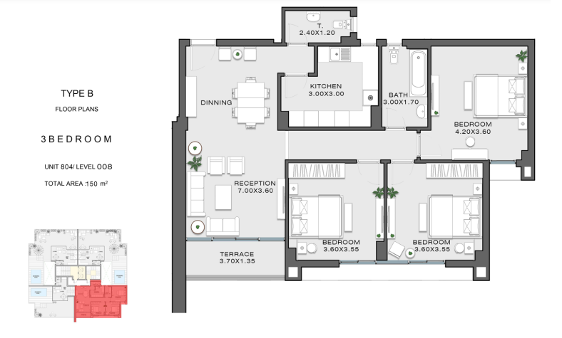 Floor plan for apartment at Atika
