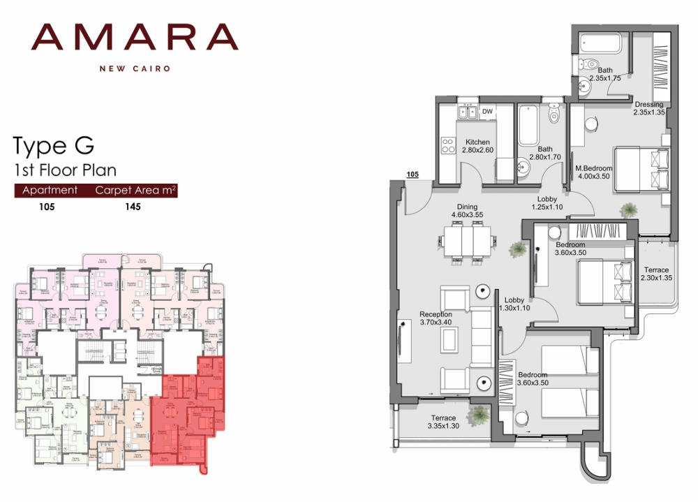 Floor plan for apartment at Amara