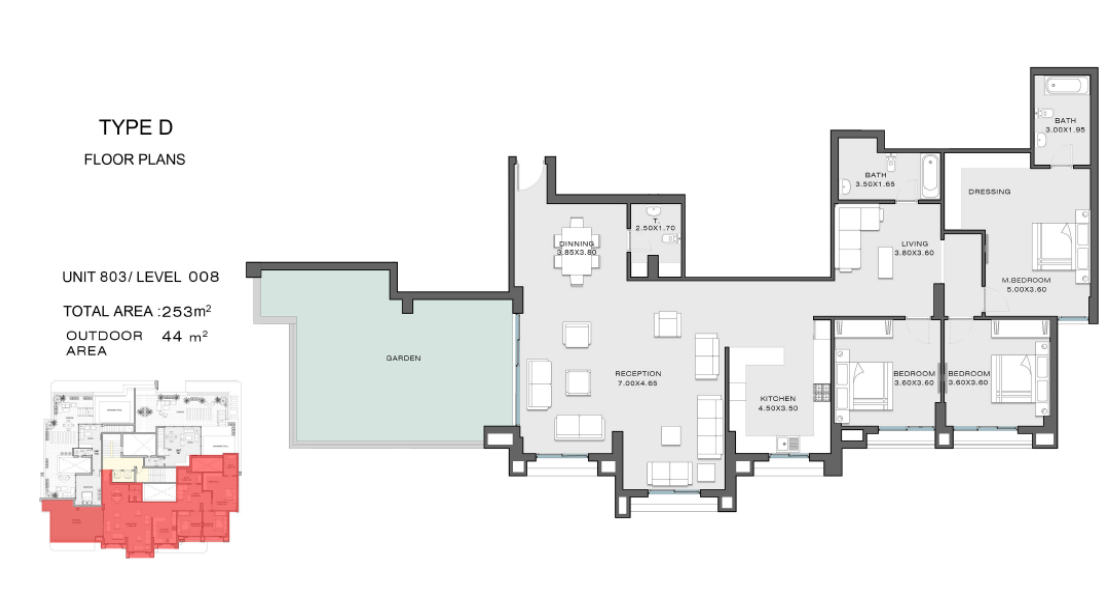 Floor plan for apartment at Atika