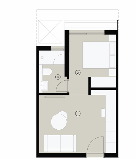 Floor plan for studio at Golf Town
