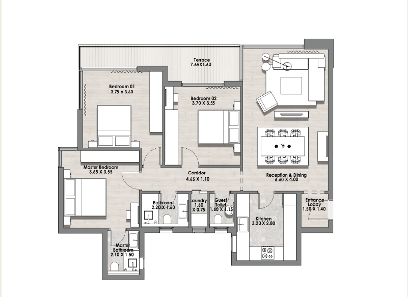 Floor plan for apartment at Hyde Park Signature