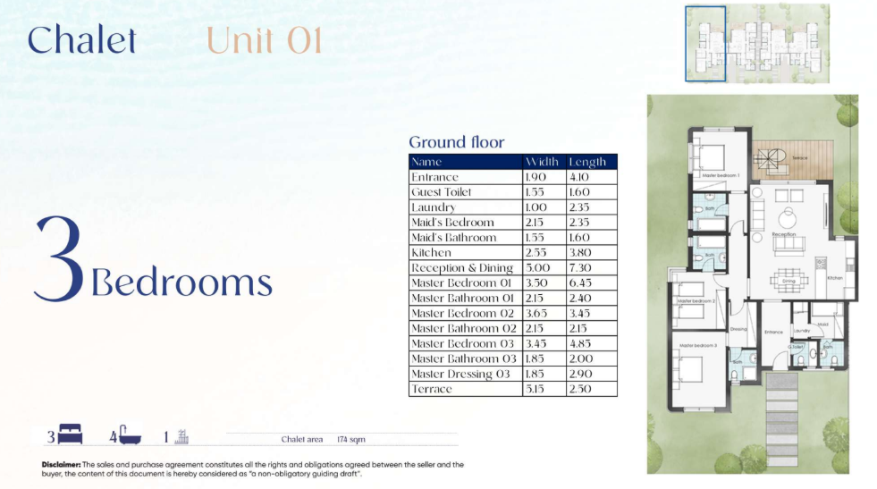 Floor plan for chalet at Beit Al Bahr