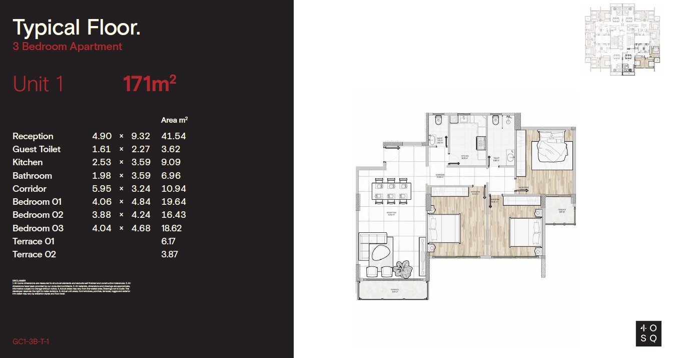 Floor plan for apartment at 40 Square