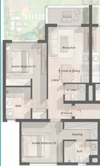 Floor plan for apartment at Hacienda Ras El Hekma