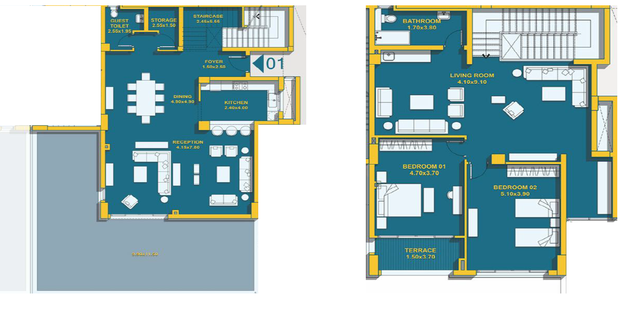 Floor plan for duplex at Mazarine