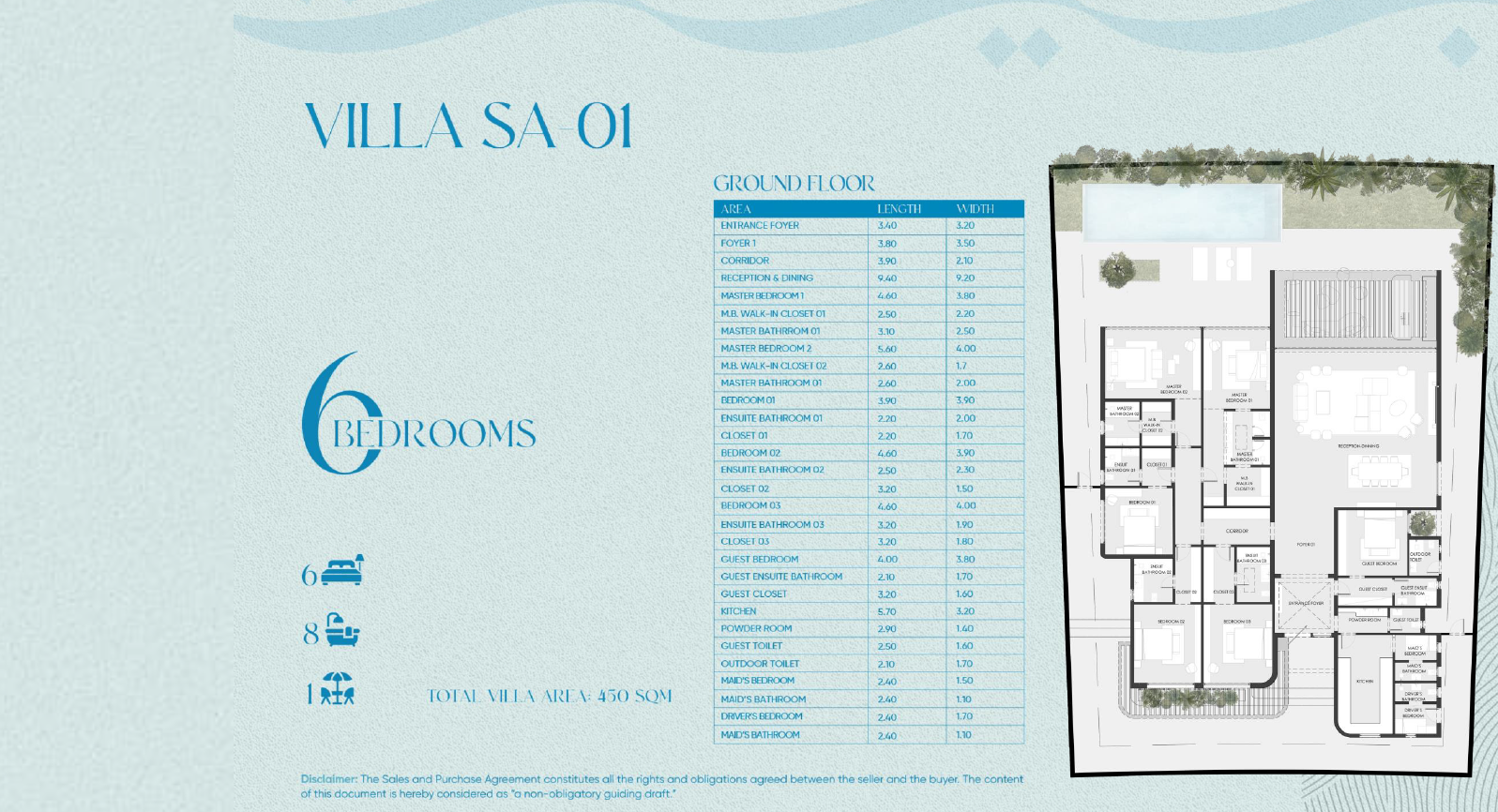 Floor plan for villa at Beit Al Bahr