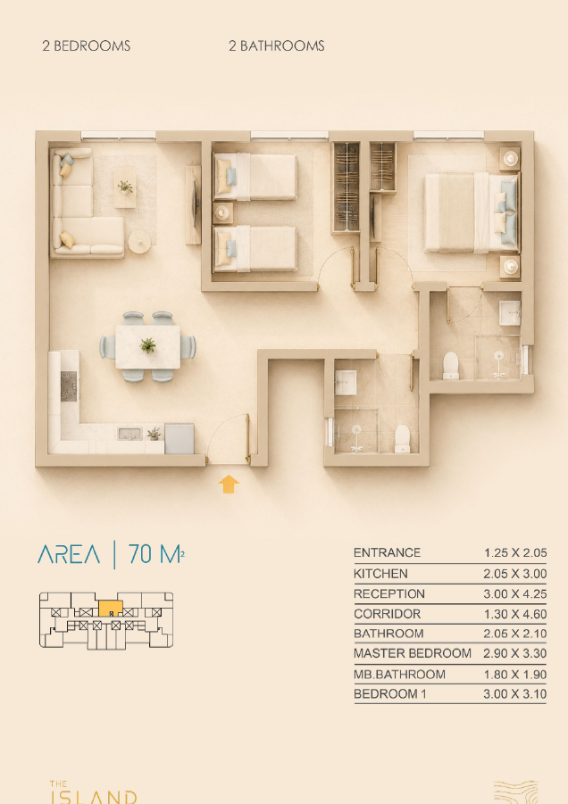 Floor plan for apartment at The Island - Zahra