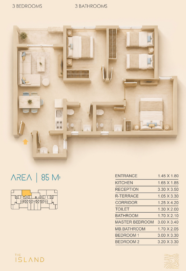 Floor plan for apartment at The Island - Zahra