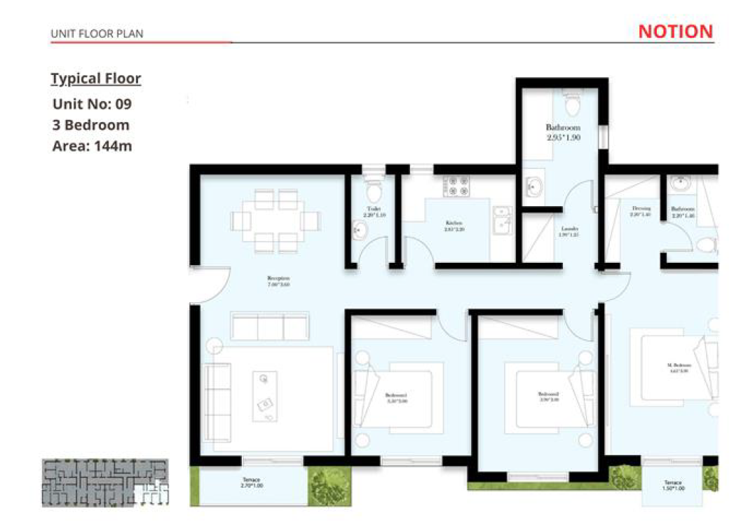 Floor plan for apartment at Notion