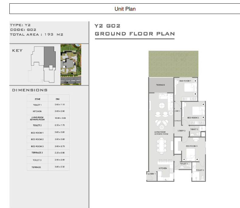 Floor plan for apartment at Yellow Residence