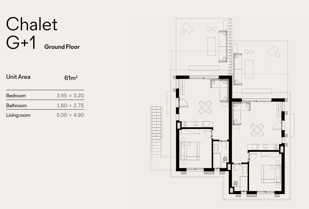 Floor plan for chalet at Blanca Gardens