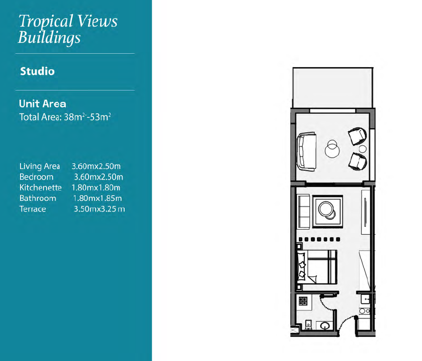 Floor plan for studio at Zoya Ghazala Bay