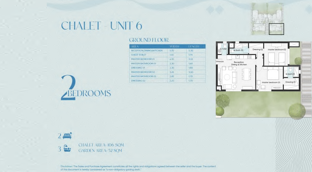 Floor plan for chalet at Beit Al Bahr
