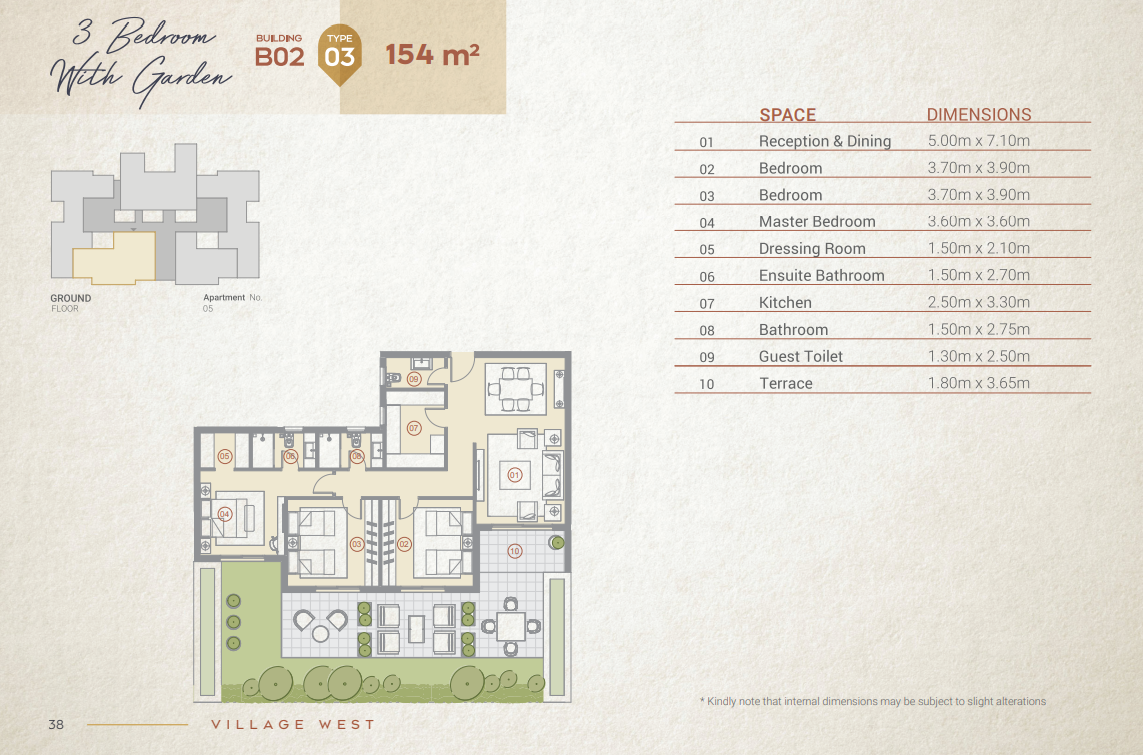 Floor plan for apartment at Village West