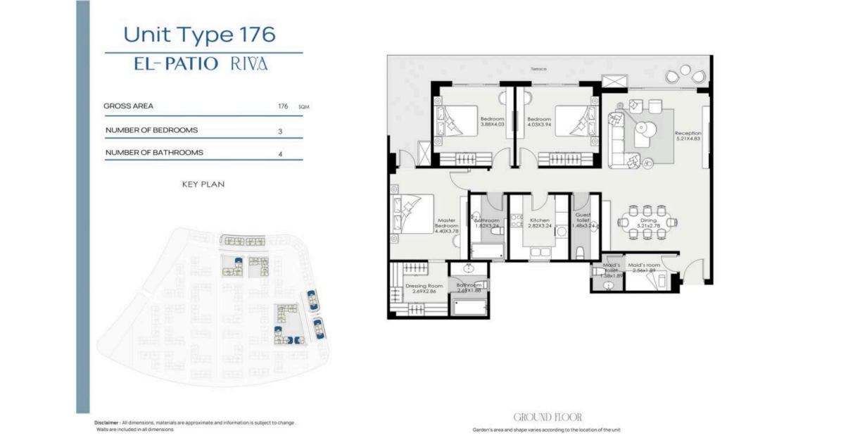 Floor plan for apartment at El Patio Riva
