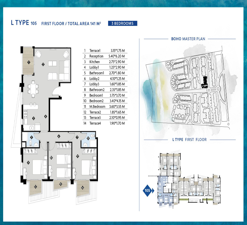 Floor plan for apartment at Boho El Sokhna