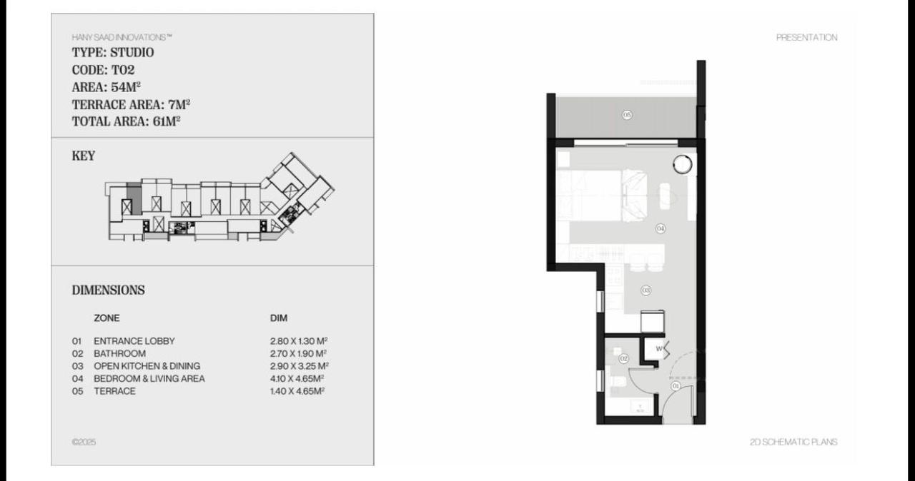 Floor plan for studio at Noi
