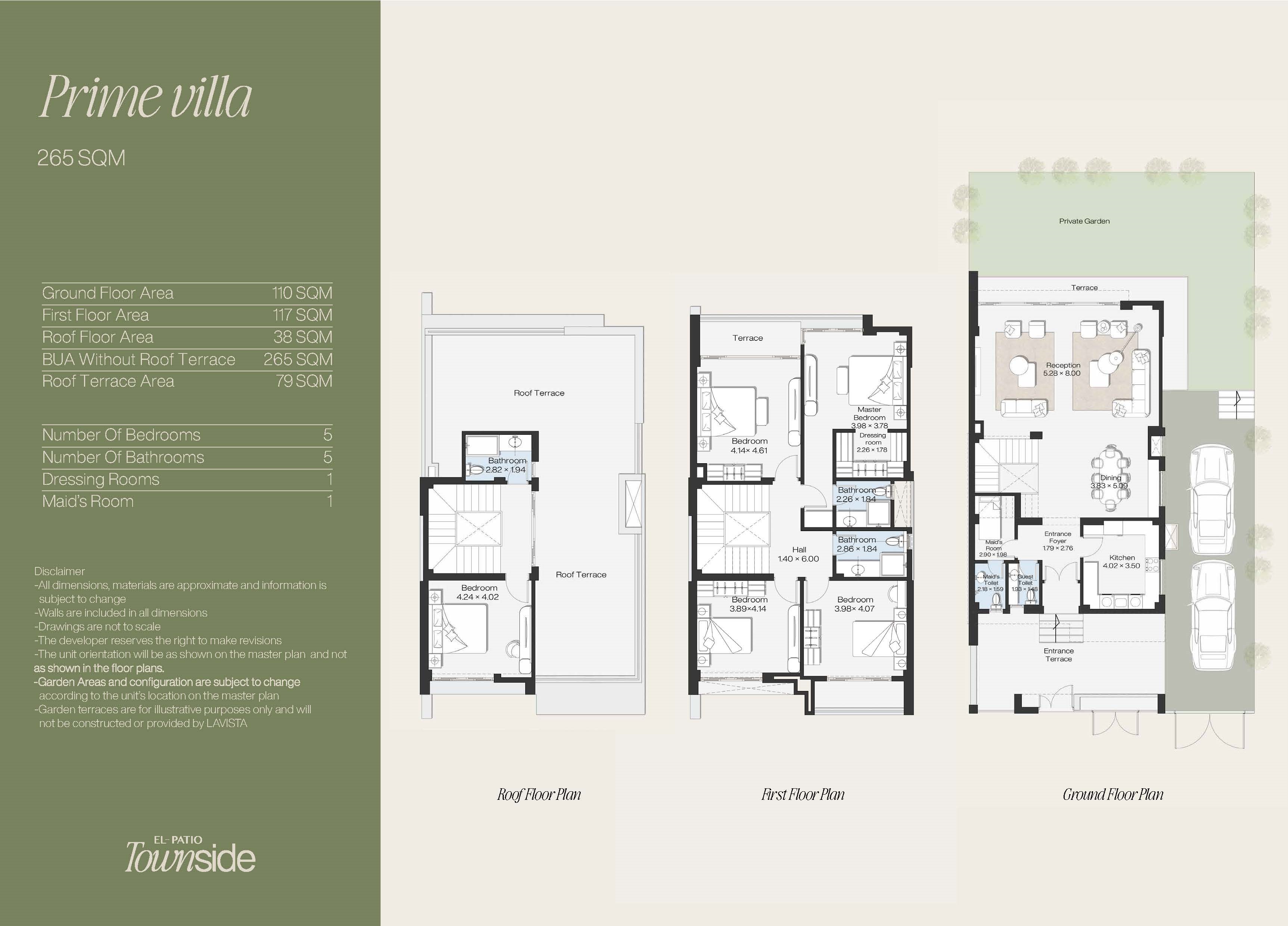 Floor plan for villa at EL PATIO TOWN SIDE