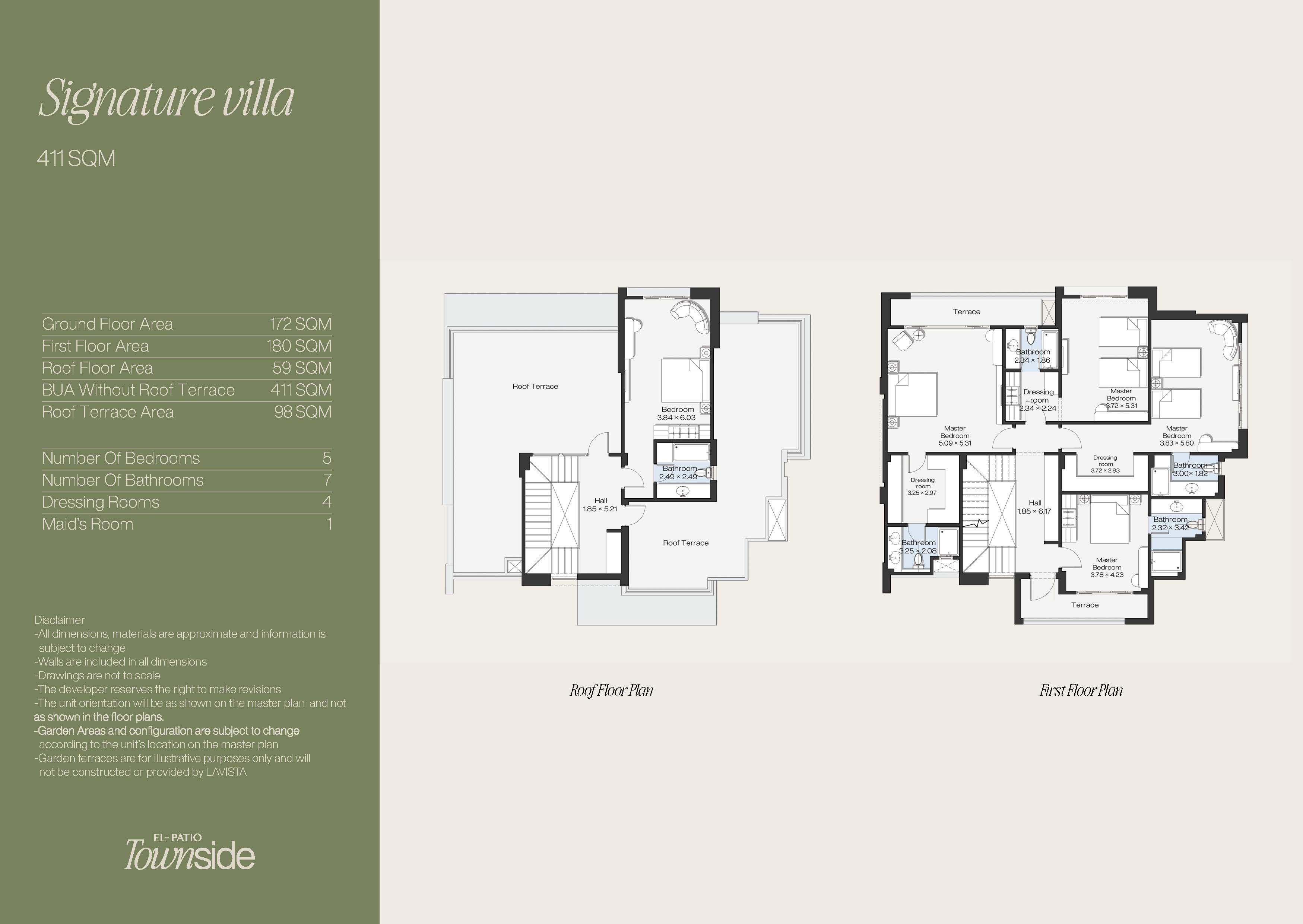 Floor plan for villa at EL PATIO TOWN SIDE