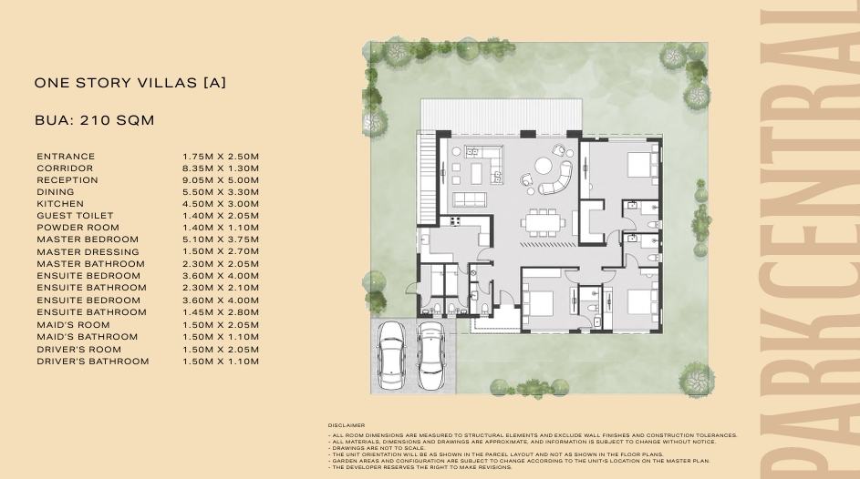 Floor plan for villa at Park Central