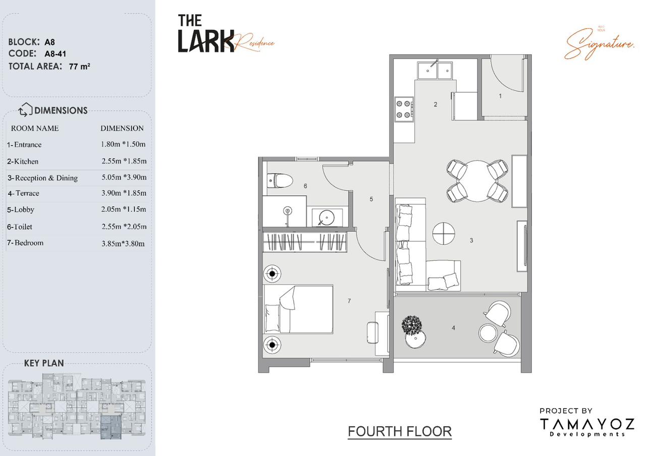 Floor plan for studio at The Lark Residence