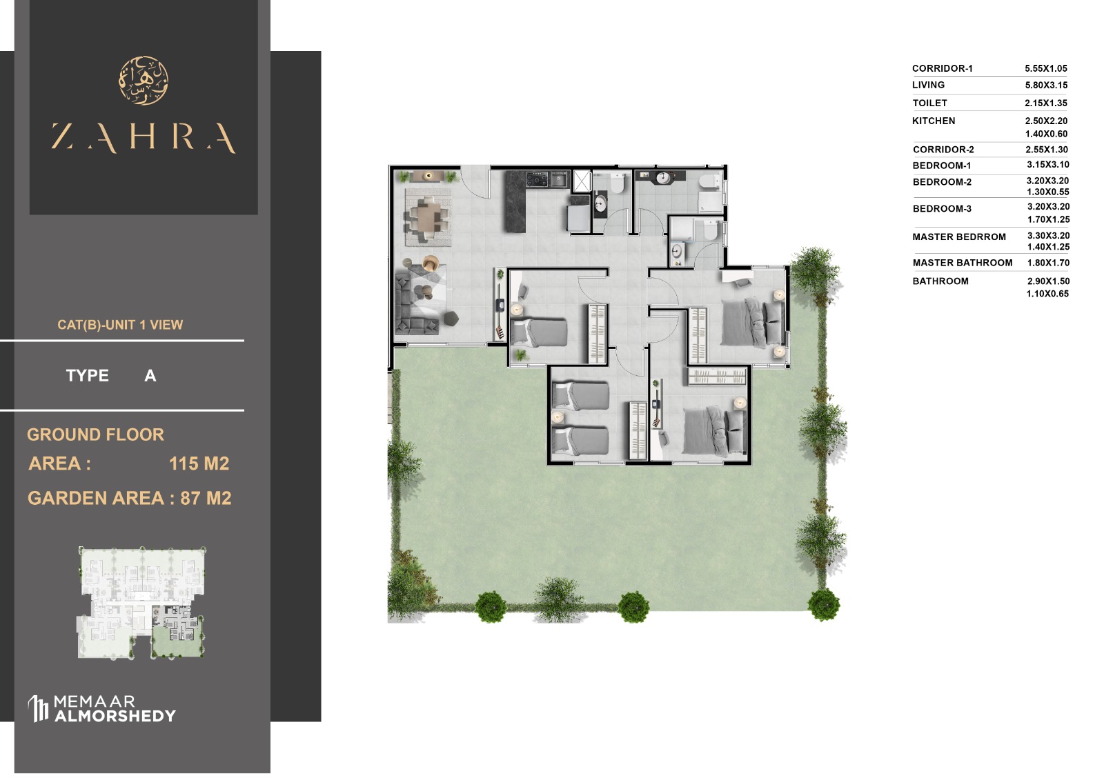 Floor plan for chalet at Zahra Morshedy Group