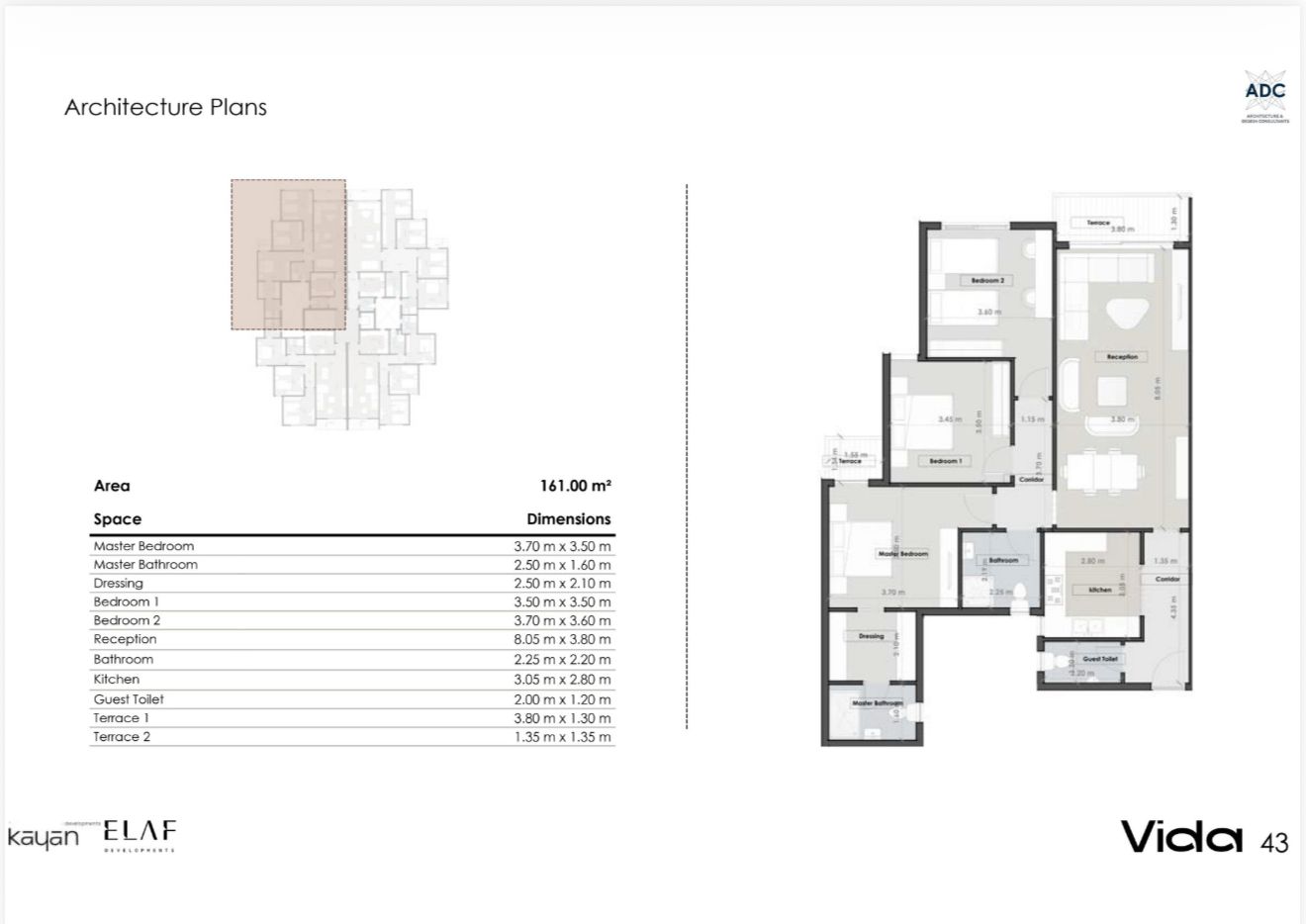 Floor plan for apartment at Vida Residence