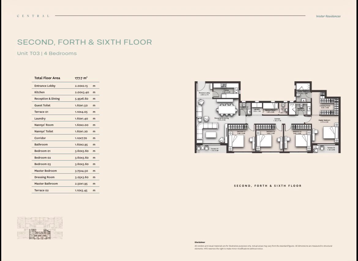 Floor plan for apartment at Central Water Residences