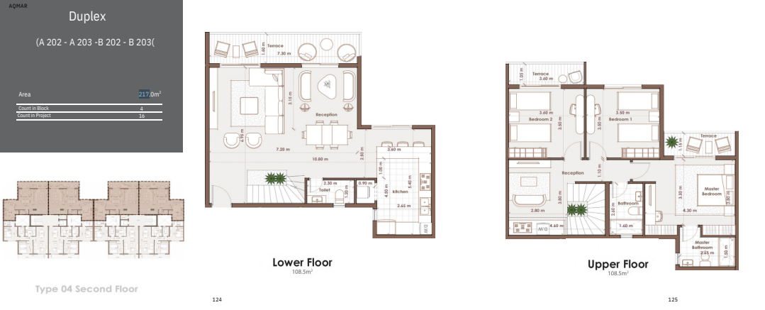 Floor plan for duplex at Aqmar