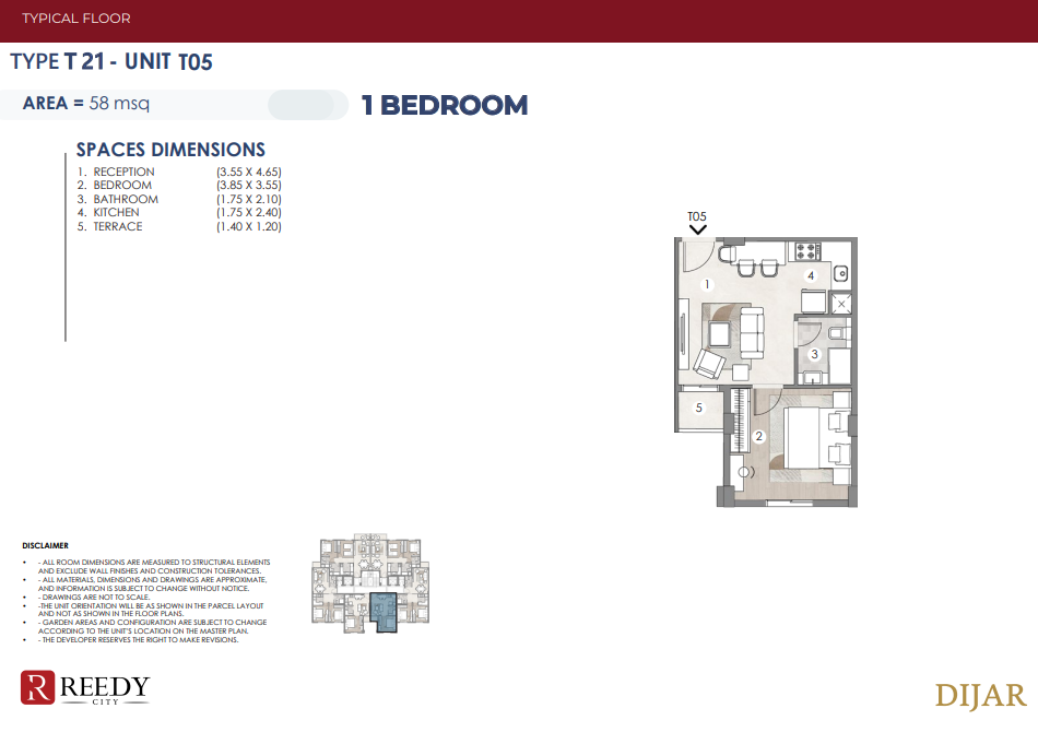 Floor plan for apartment at Dijar