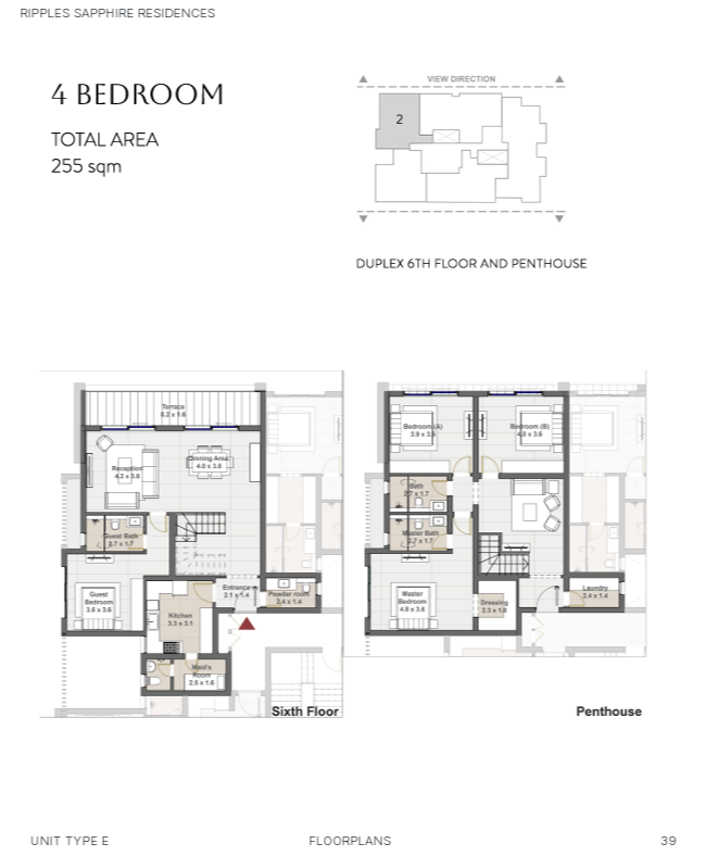 Floor plan for duplex at Sapphire Residence
