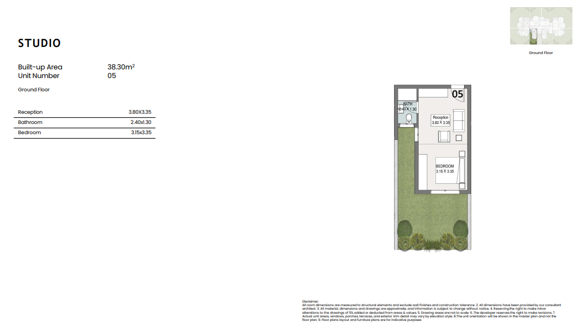 Floor plan for studio at ELM Tree - Sarai