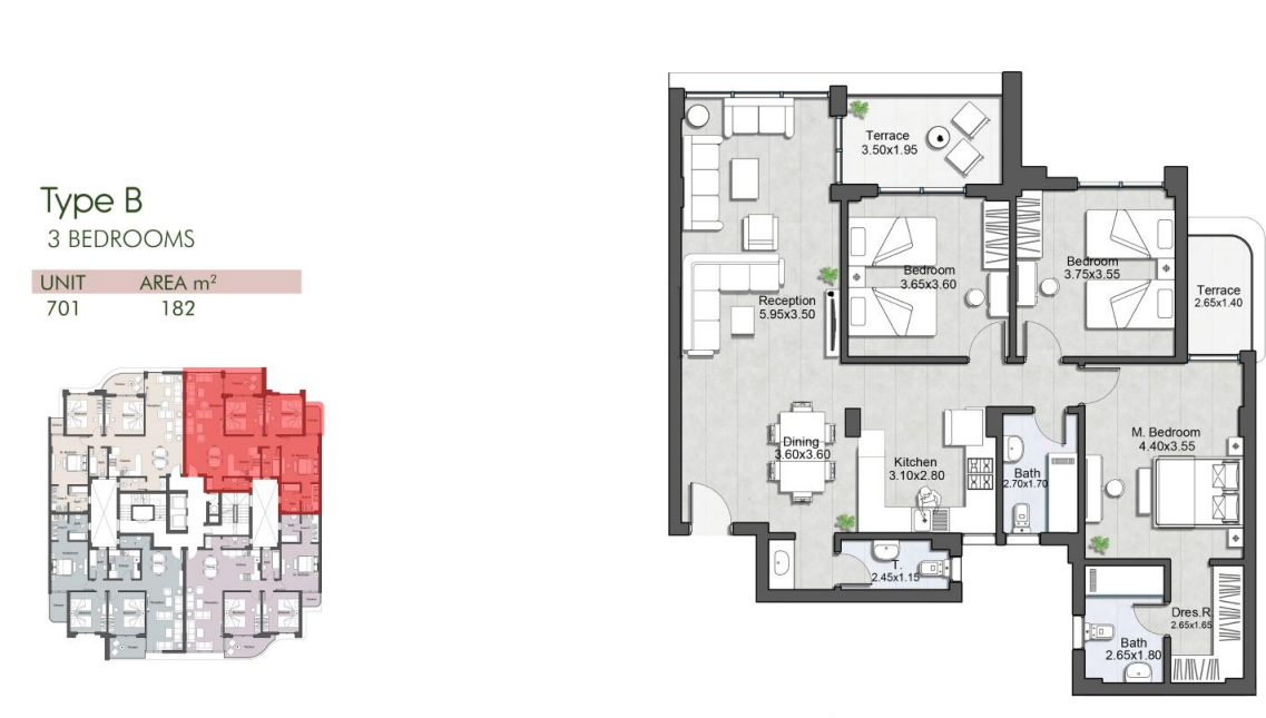Floor plan for apartment at Talah