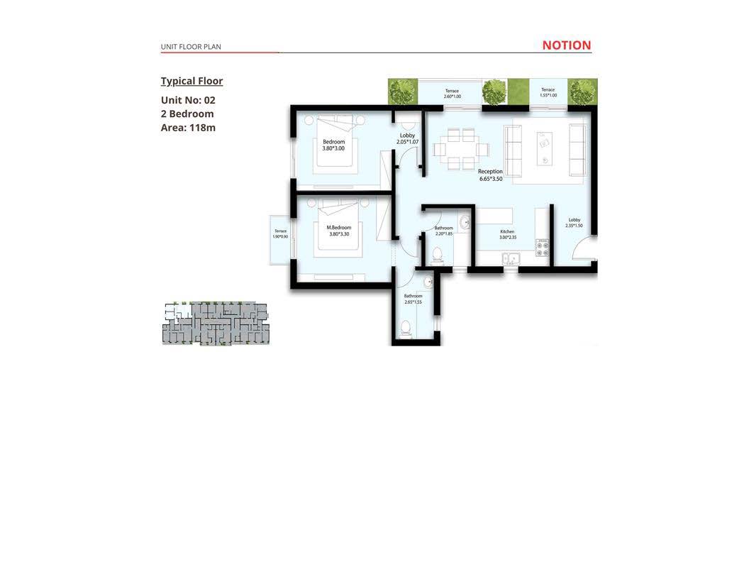 Floor plan for apartment at Notion