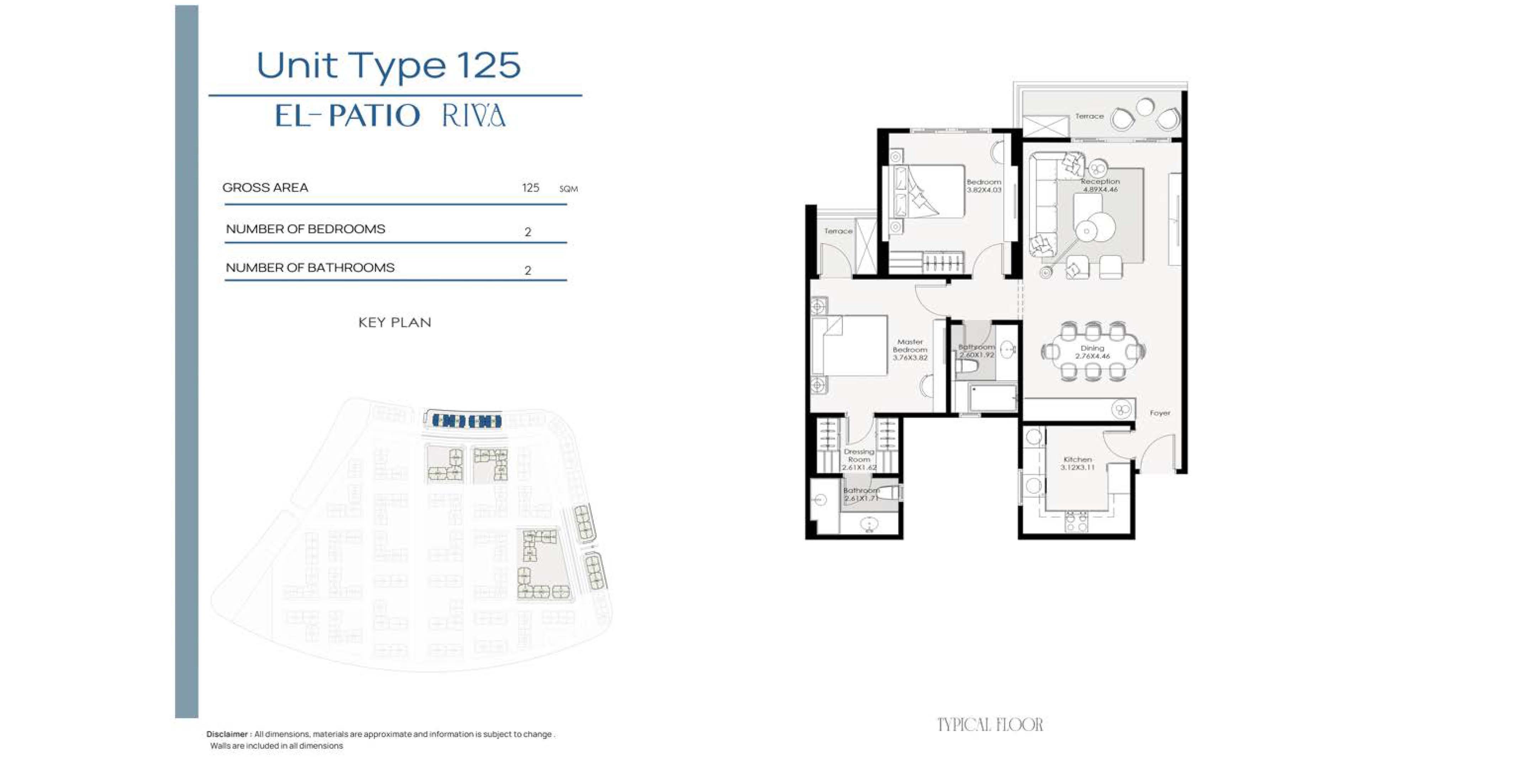 Floor plan for apartment at El Patio Riva